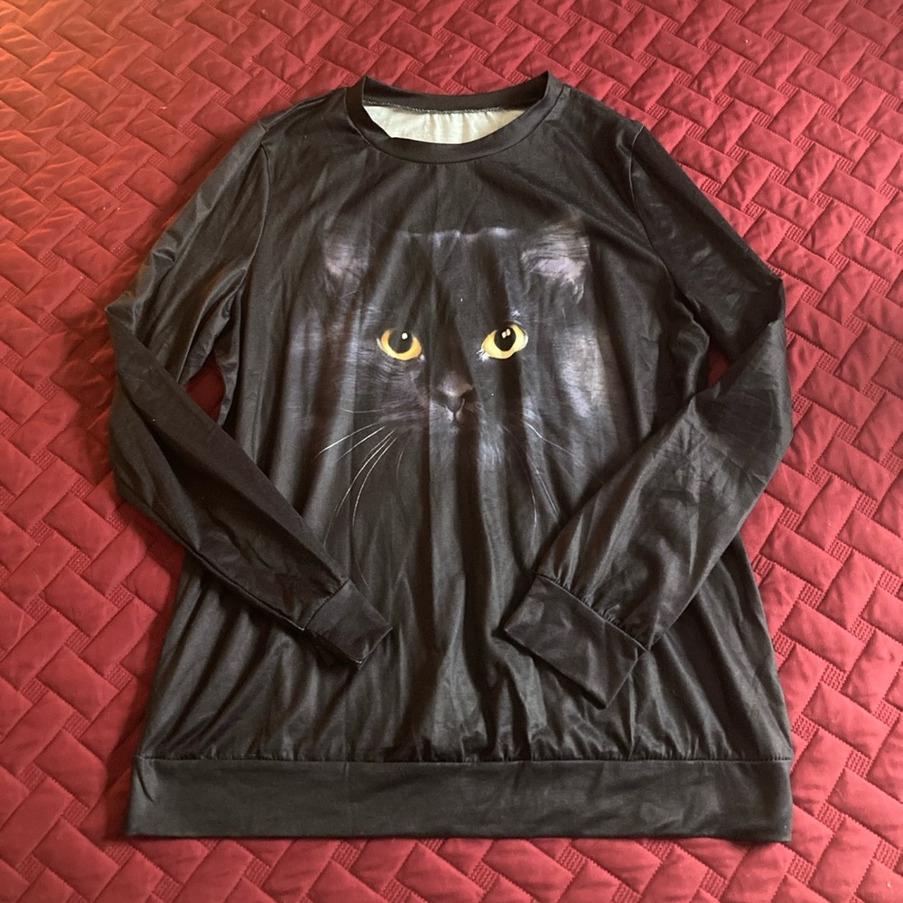 Black Cat Casual Long Sleeve Top 🐈‍⬛